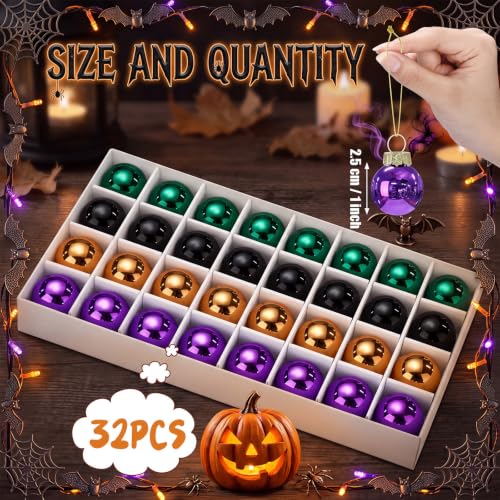 32 Pcs 1'' Mini Glass Halloween Ornament (32 Count)