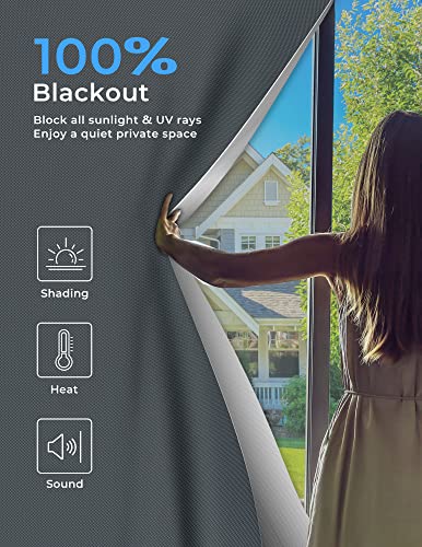 Blackout Curtains for Bedroom 50"x57" Portable No Drill Blackout Blinds with Heat
