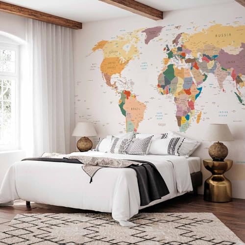 Wall Mural World Map 135x101 in (94.5 Sq Ft)
