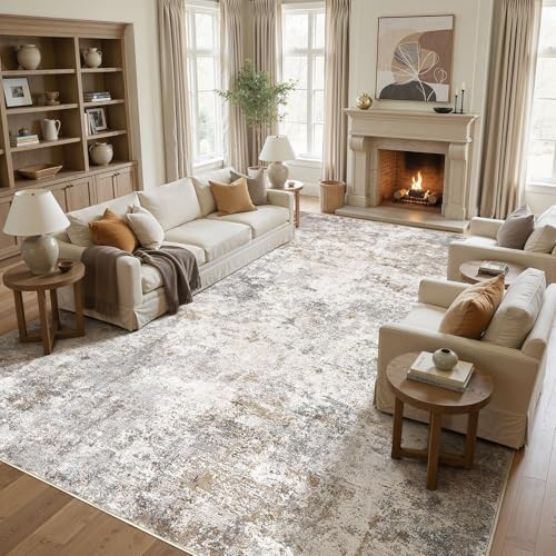11x14 Area Rug Living Room Rugs Extra Large Brown Grey Carpet (24 Count)