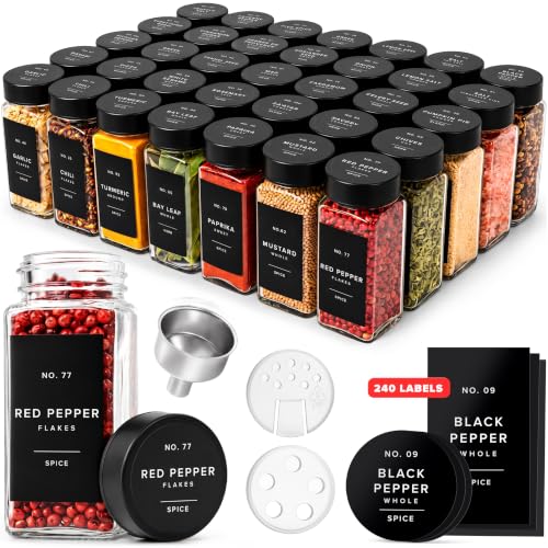 Glass Spice Jars with Label (36 Count)