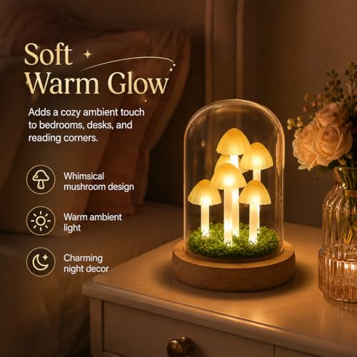 Mushroom Lamp in Glass Dome