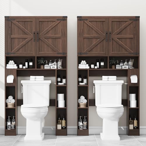 Storage Cabinet Over Toilet with 2 Barn Doors