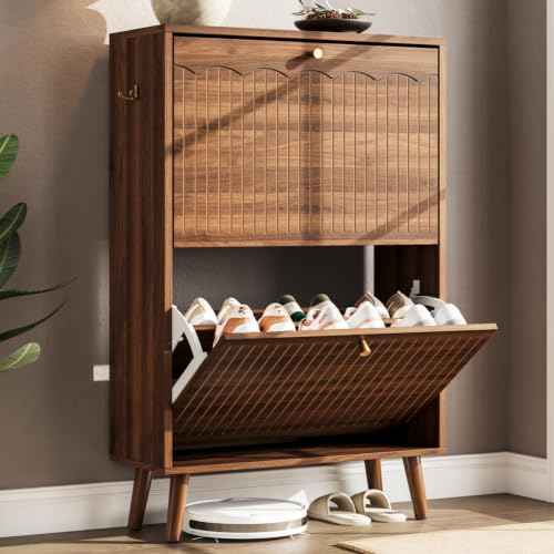 Freestanding Shoe Cabinet for Narrow Entryways