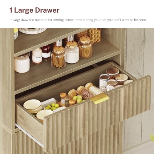 Tall Storage Cabinet with Adjustable Shelf & Drawer