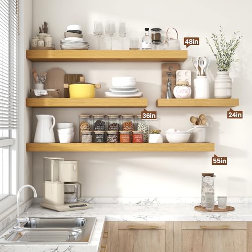 Floating Shelves 35.7" W x 10.3" D Oak Set of 2 (2 Count)