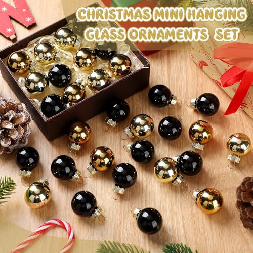 32 Pcs 1'' Mini Glass Christmas Ornament (32 Count)