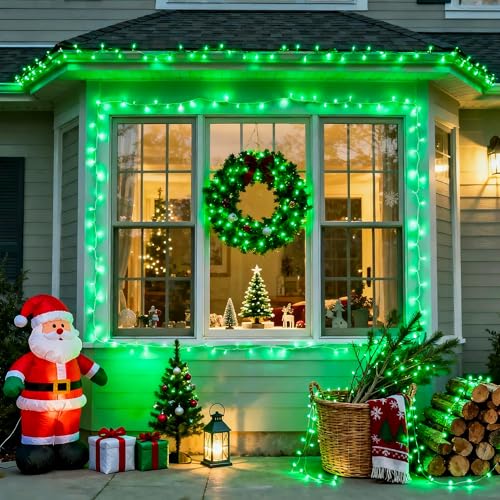 91.5ft Connectable 250 LED Green Christmas String Lights Indoor (91.5 Foot)