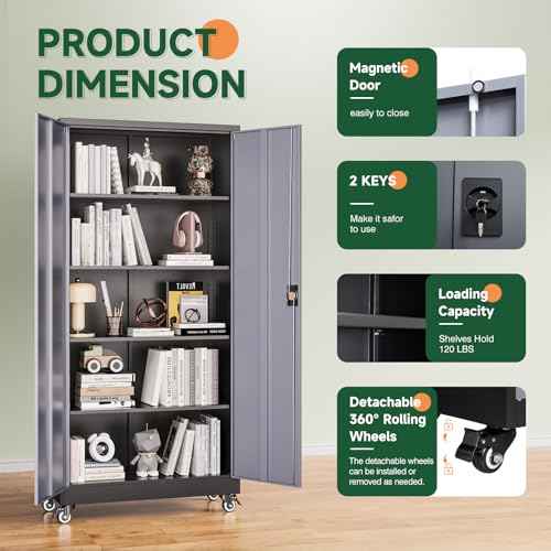 Metal Garage Storage Cabinets with Lock Door and Adjustable Shelves