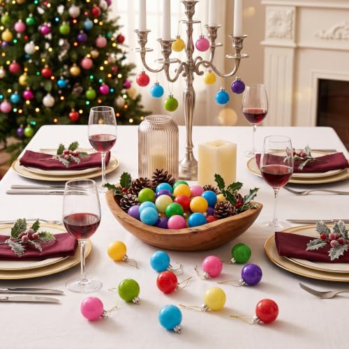 32 Pcs 1'' Mini Glass Christmas Ornament (32 Count)
