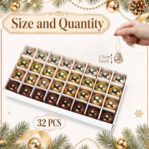 32 Pcs 1'' Mini Glass Christmas Ornament (32 Count)