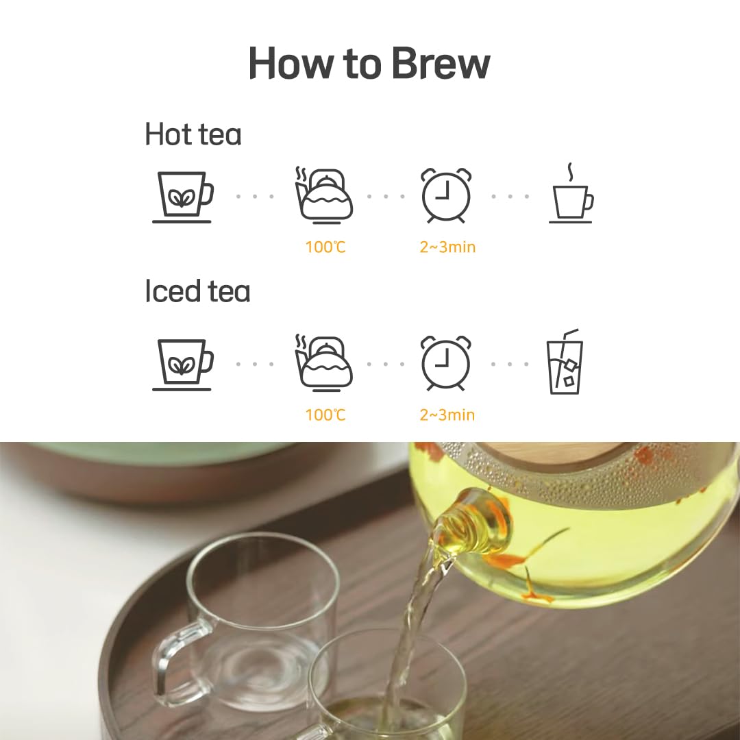 KKOKDAM Tea Sampler Bundle - Loose Leaf Set, Fancy Variety Pack, Blooming Flowers, Korean Tea Sets, Unique Gifts, Loose Leaf Teas - Pack of 4