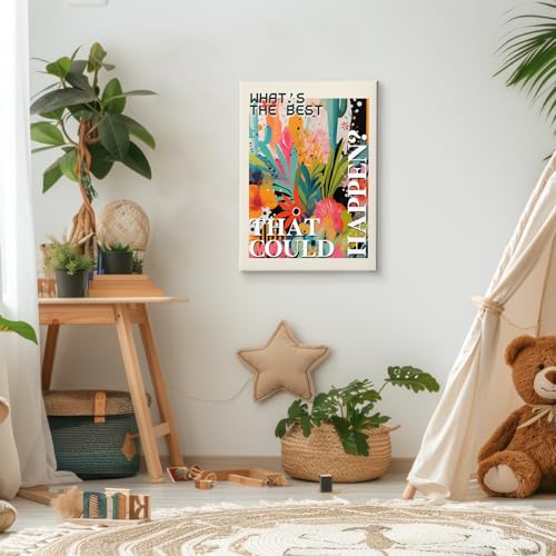 What's the Best That Could Happen Maximalist Floral Framed Canvas Painting Wall Art Decor