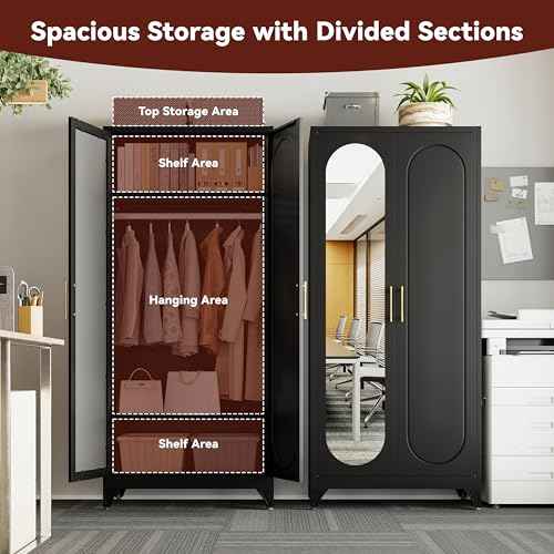 71" Tall Armoire Wardrobe Closet with Mirror
