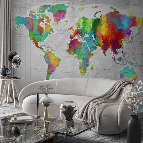 Wall Mural World Map 138x101 in (96.44 Sq Ft)