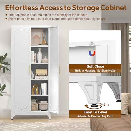 75" Tall Pantry Storage Cabinet with Doors and Adjustable Shelves