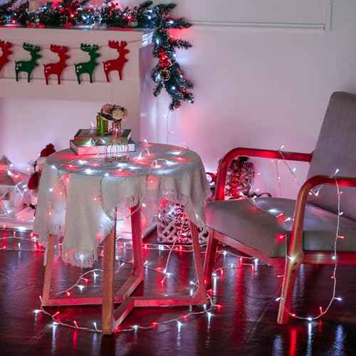 163ft 500 LED Red and White Christmas Lights Plug in with 8 Modes (163 Foot)