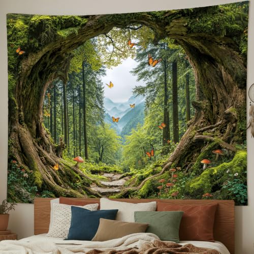 Green Nature Forest Tapestry 90x68 Inch