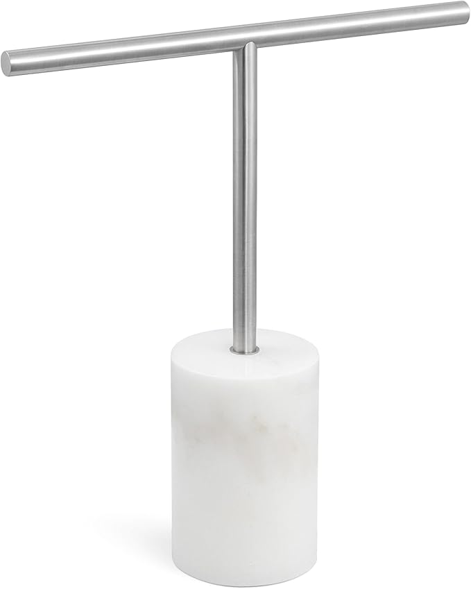 KES Hand Towel Rack for Bathroom Countertop, Towel Holder Stand with Small Marble Base, Free Standing Hand Towel Holder Stand 18/8 Stainless Steel Space Saving Brushed Finish, BTH234S30-2