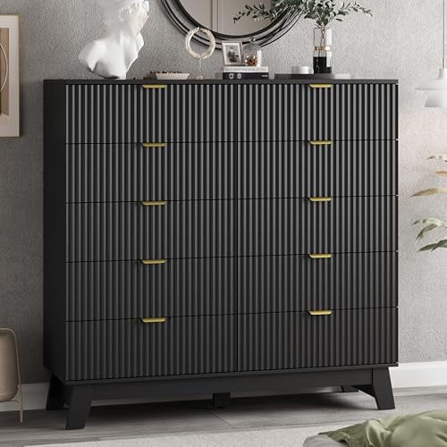 Fluted Dresser for Bedroom with 10 Drawers