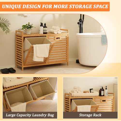 Double Laundry Hamper with Shelf