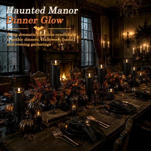 Halloween Black Waterproof LED Candles with Remote Timer