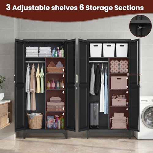 71" Tall Armoire Wardrobe Closet with Lock & Doors