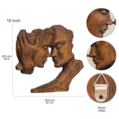 Wooden Kissing Couple Statue Home Decor Anniversary Wedding Gifts