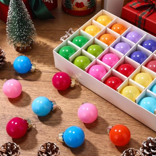 32 Pcs 1'' Mini Glass Christmas Ornament (32 Count)