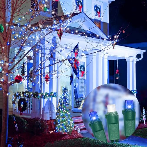 Blue White Christmas Lights Outdoor (100 Count)