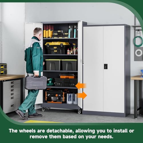 Metal Garage Storage Cabinets with Lock Door and Adjustable Shelves