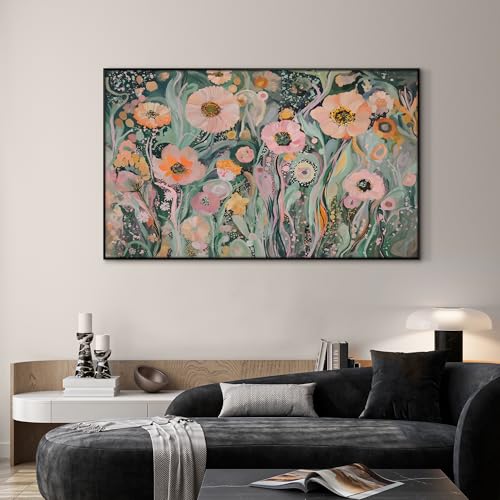 30"x60" Extra Large Framed Wall Art Whimsical Garden Bloom