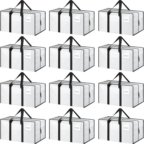 12 Pack Extra Heavy Duty Large Moving Bags with Strong Zipper (12 Count)