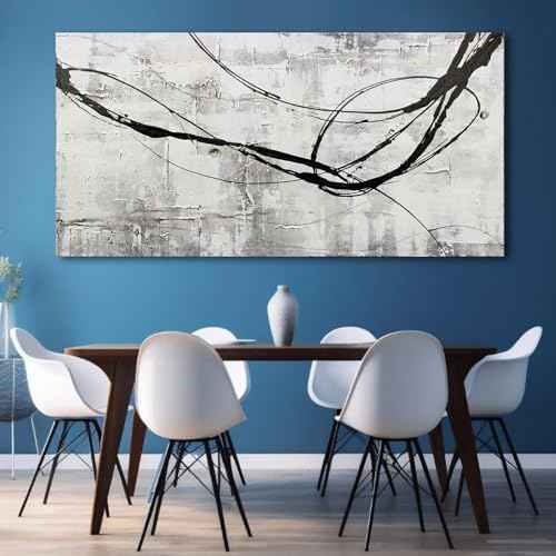 Large Living Room Wall Decor Abstract Canvas Wall Art Black Wall Decor Contemporary Dining Room Pictures Office Home Decorations 29"x 58" Hallway Decor