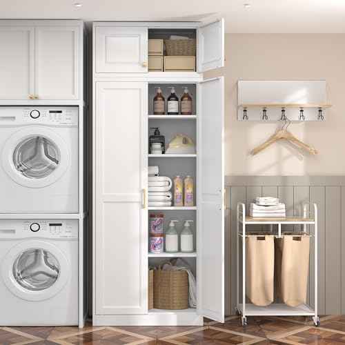 86"Metal Pantry Storage Cabinet with Doors & 4 Adjustable Shelves