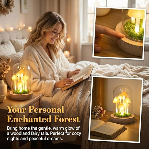 Mushroom Lamp in Glass Dome