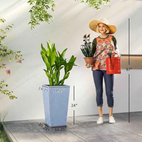 24 in Taper Tall Planters for Outdoor Plants Set of 3 (3 Count)
