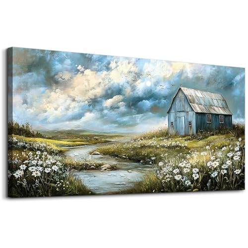 Wall Art For Living Room Gray Canvas Wall Decor For Bedroom Field Scenery Flower Watercolour Painting Restaurant Office Decorations Wall Pictures Printing Artwork Home Decor 20x40 In