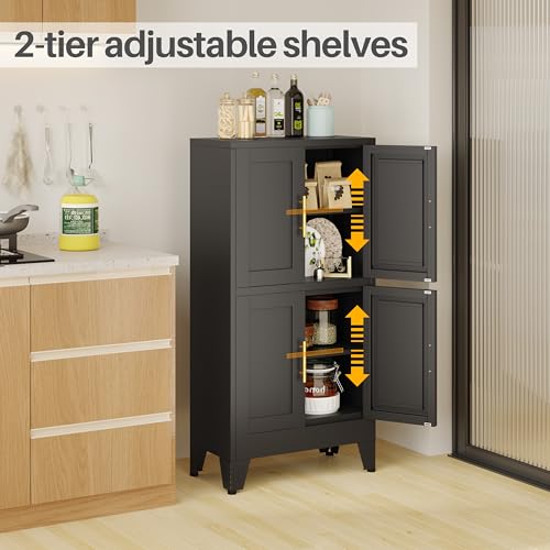 47” Black Metal Bathroom Storage Cabinet