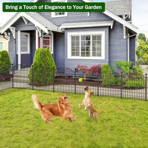 5 Panel No Dig Decorative Garden Fence 24" H x 10'L Outdoor Dog Barrier (20 Sq Ft)