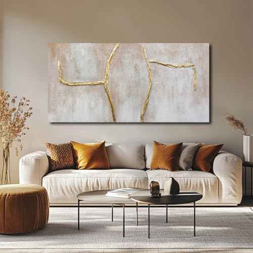 Gold Canvas Wall Art Branch Wall Decor Abstract Pictures Framed Arts Pink Artwork 24"x48"