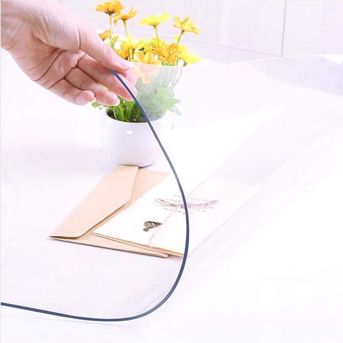NECAUX Custom 48 x 68 Inch Plastic Table Cover, 1.5mm Thick Waterproof Heavy Duty Desk Pad Mat Non-Slip Protector for Coffee, Dining, Conference Tables