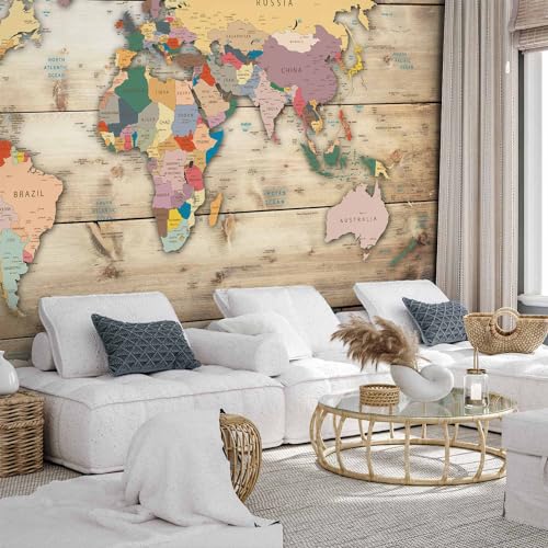 Wall Mural World Map 138x101 in (96.44 Sq Ft)
