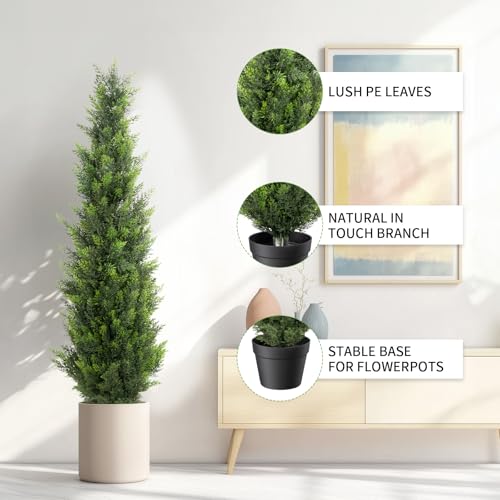 4FT Artificial Cedar Topiary Trees 2 Set (2 Count)