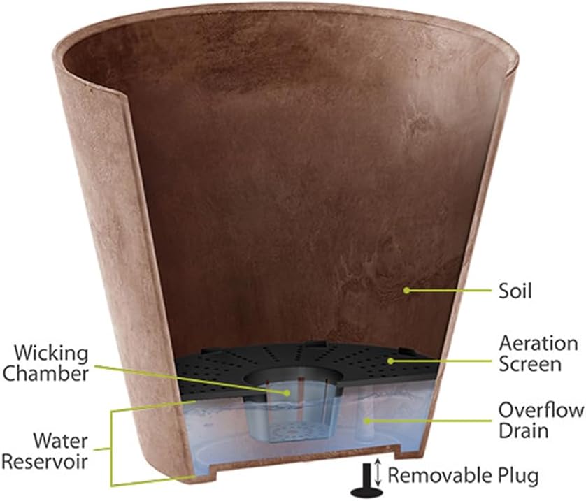 Root & Vessel Self Watering Hanging Planter for Indoor or Outdoor Plants, Unique Marbled Hanging Basket Made of Eco-Friendly Blend of Stone & Plastic, Gray, 10"