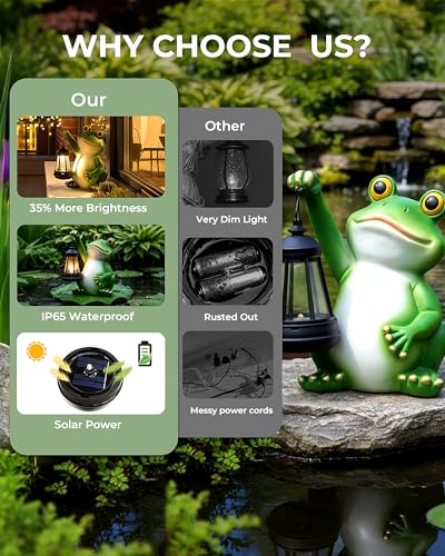 Solar Frog Garden Statue Light