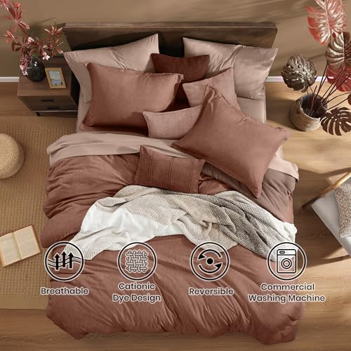 Twin XL Comforter Set 5 Pieces Terracotta Bed in a Bag for Dorm