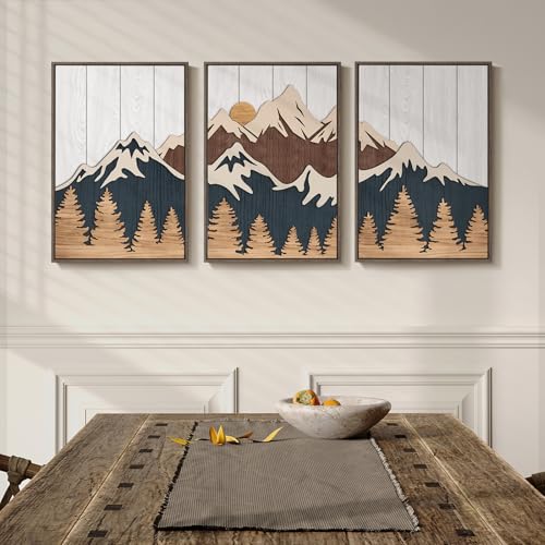 Framed 3D Wood Mountain Wall Art (3 Count)