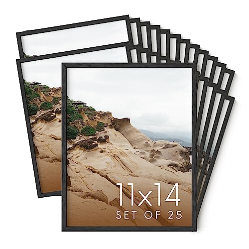 11x14 Black Oak Wood Picture Frames Set of 25