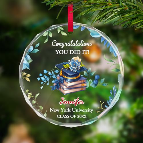Personalized Graduate Glass Christmas Ornament